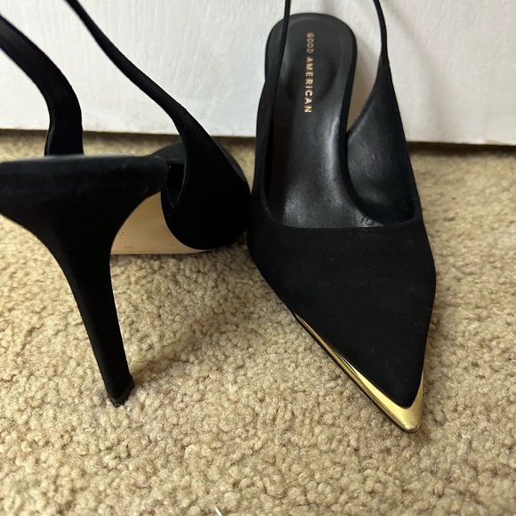 Good American Gold Tipped Slingback Heels Size 10 - Picture 2 of 4